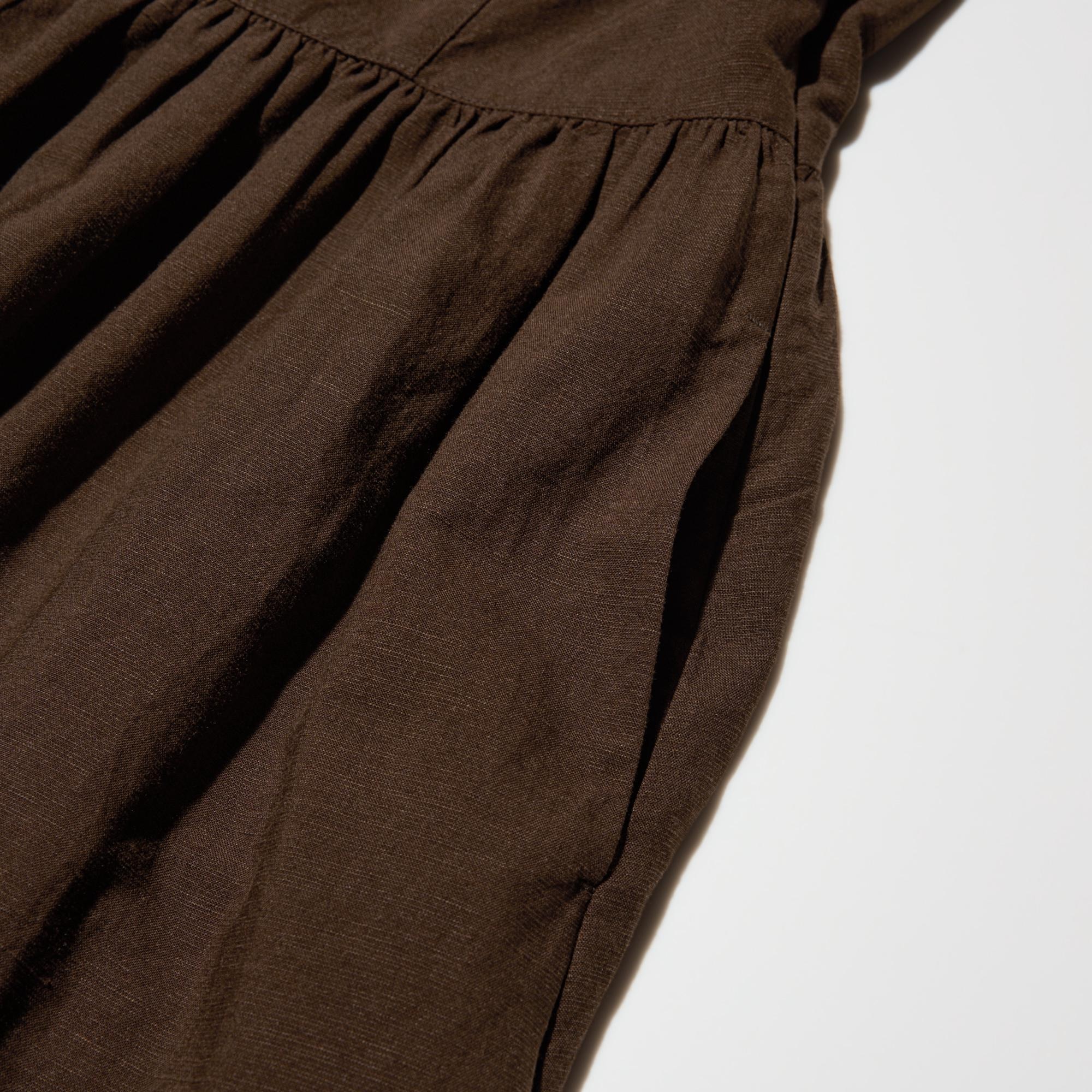 WOMEN'S LINEN BLEND SHIRRING DRESS | UNIQLO SG