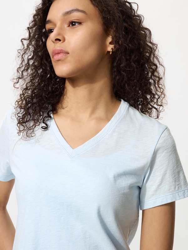 Slub Jersey V Neck T