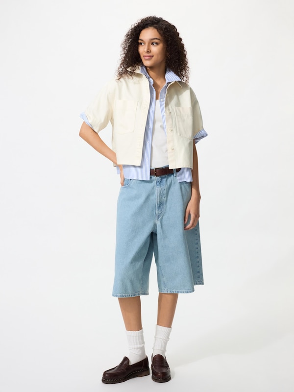 Denim Boxy Shirt Half Sleeve
