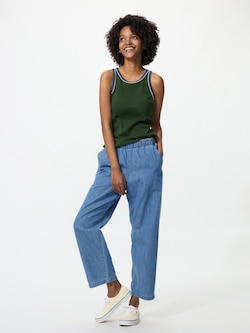 Cotton Relaxed Denim Ankle Pants (Longer Length)