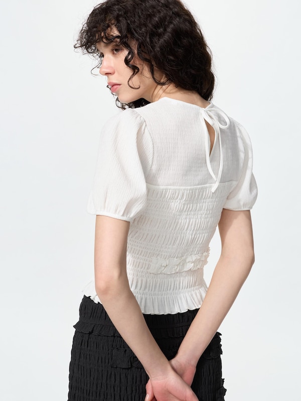 Shirring Volume Sleeve T-Shirt