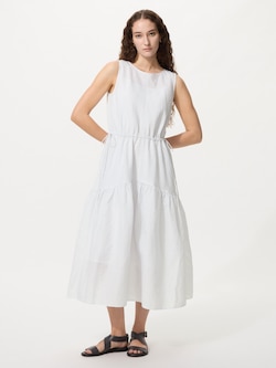 Linen Blend Tiered Dress Stripe