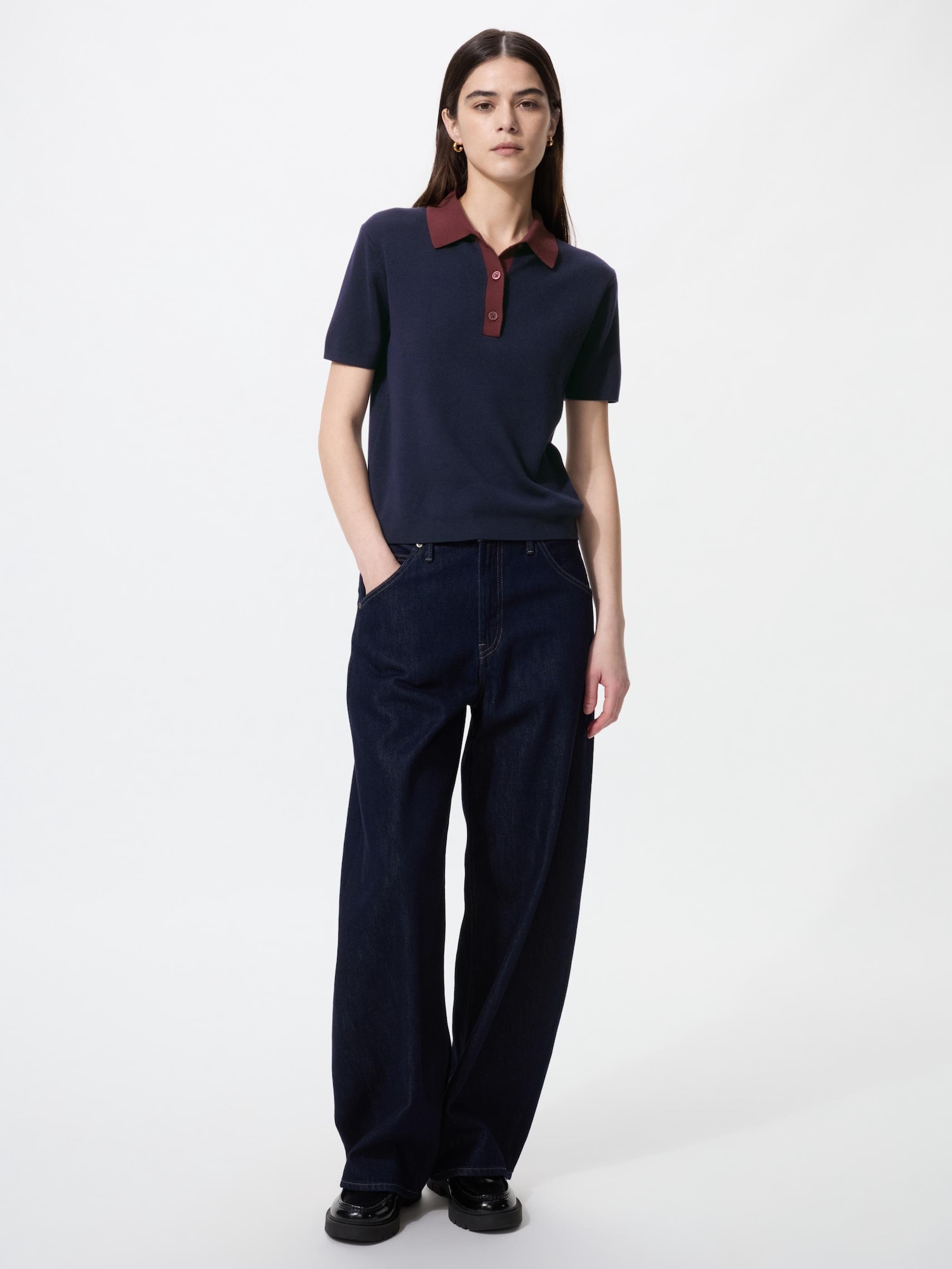 Women's Polo Sweater (Short Sleeve, Colour Block) | UNIQLO SG