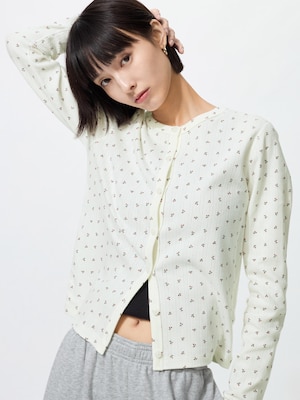 Pointelle Cardigan Print