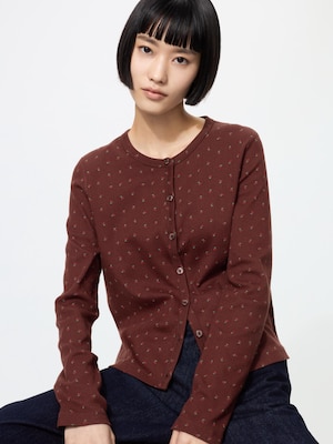 Pointelle Cardigan Print