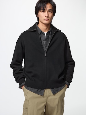 Smooth Cotton Full Zip Cardigan