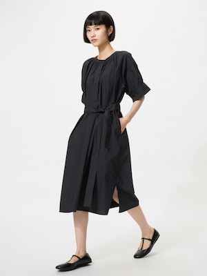 Cotton Blend Volume Sleeve Dress