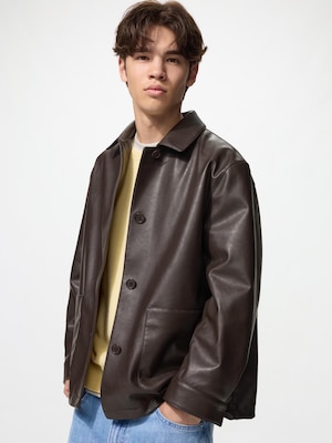 Coated Relaxed Shirt Jacket