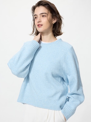 Light Souffle Yarn Crew Neck Sweater