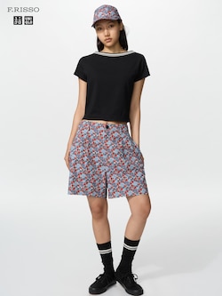 Pleated Shorts Print Flower