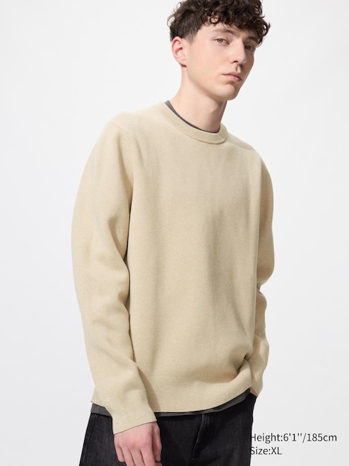 WASHABLE MILANO RIBBED CREW NECK SWEATER UNIQLO TH