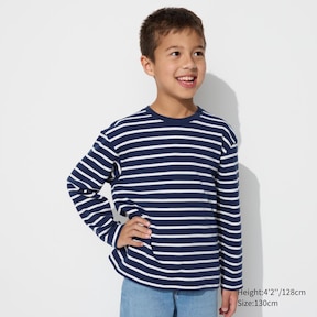 LAPASA Set of 4 Unisex Spring/Summer T-Shirts for Children Boys and Girls  100% Cotton Plain Colour Short Sleeve Crew Neck Unisex, Pocket Blue,  White/Navy Striped, Red/Navy Stripe, Grey & Yellow : 