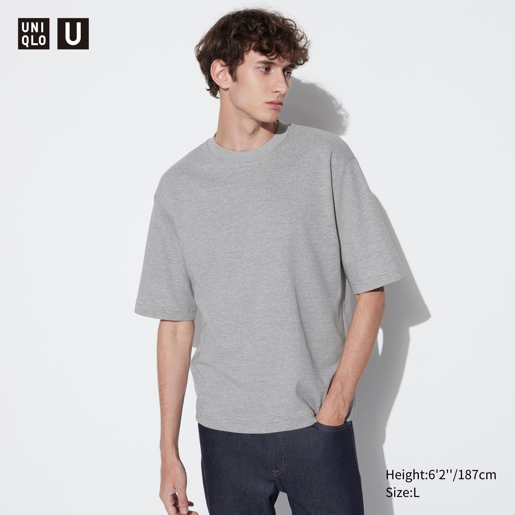 Check styling ideas for「U AIRism Cotton Oversized Crew Neck Half-Sleeve  T-Shirt (Striped)」