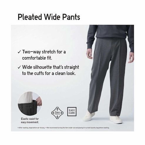 MEN'S PLEATED WIDE PANTS (REGULAR LENGTH 70 - 76 CM)*