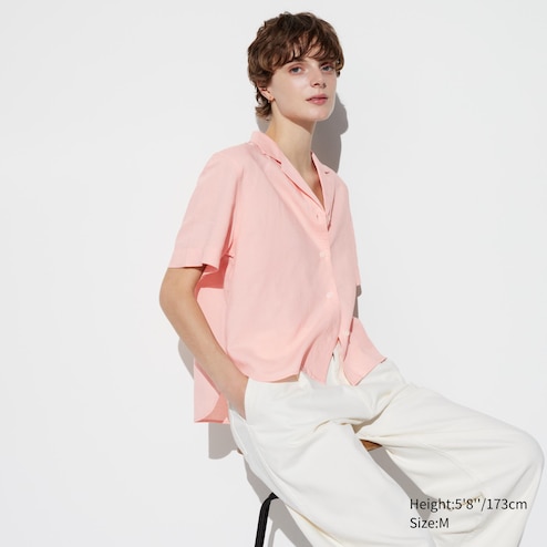 Linen-blend short-sleeve shirt