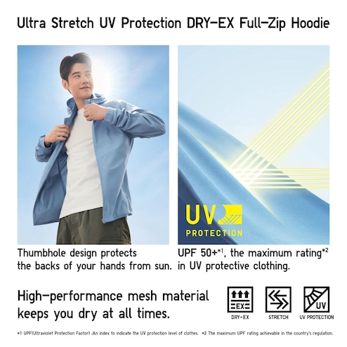 Uniqlo Men's Dry Stretch Long Sleeve Sweat Full-zip Hoodie