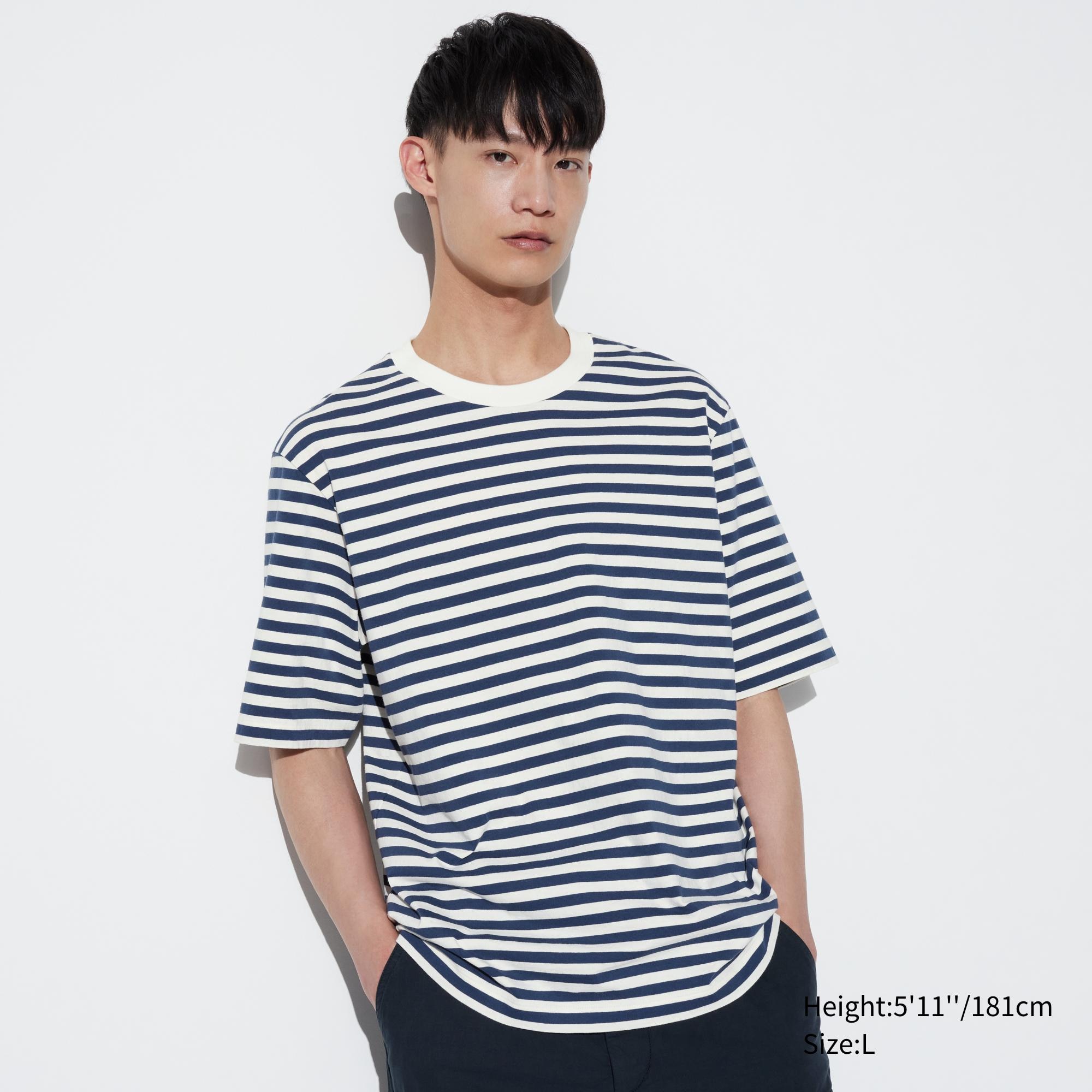 Shop looks for「Oversized Striped Crew Neck Half Sleeve T-Shirt、AIRism ...