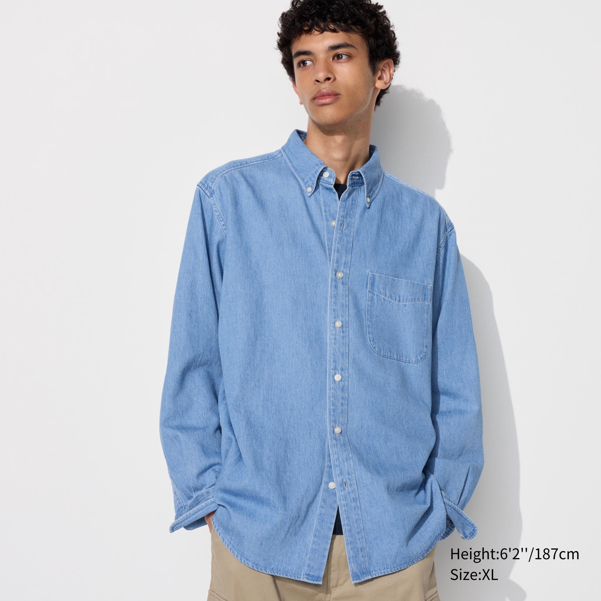 MEN S DENIM LONG SLEEVE SHIRT UNIQLO TH