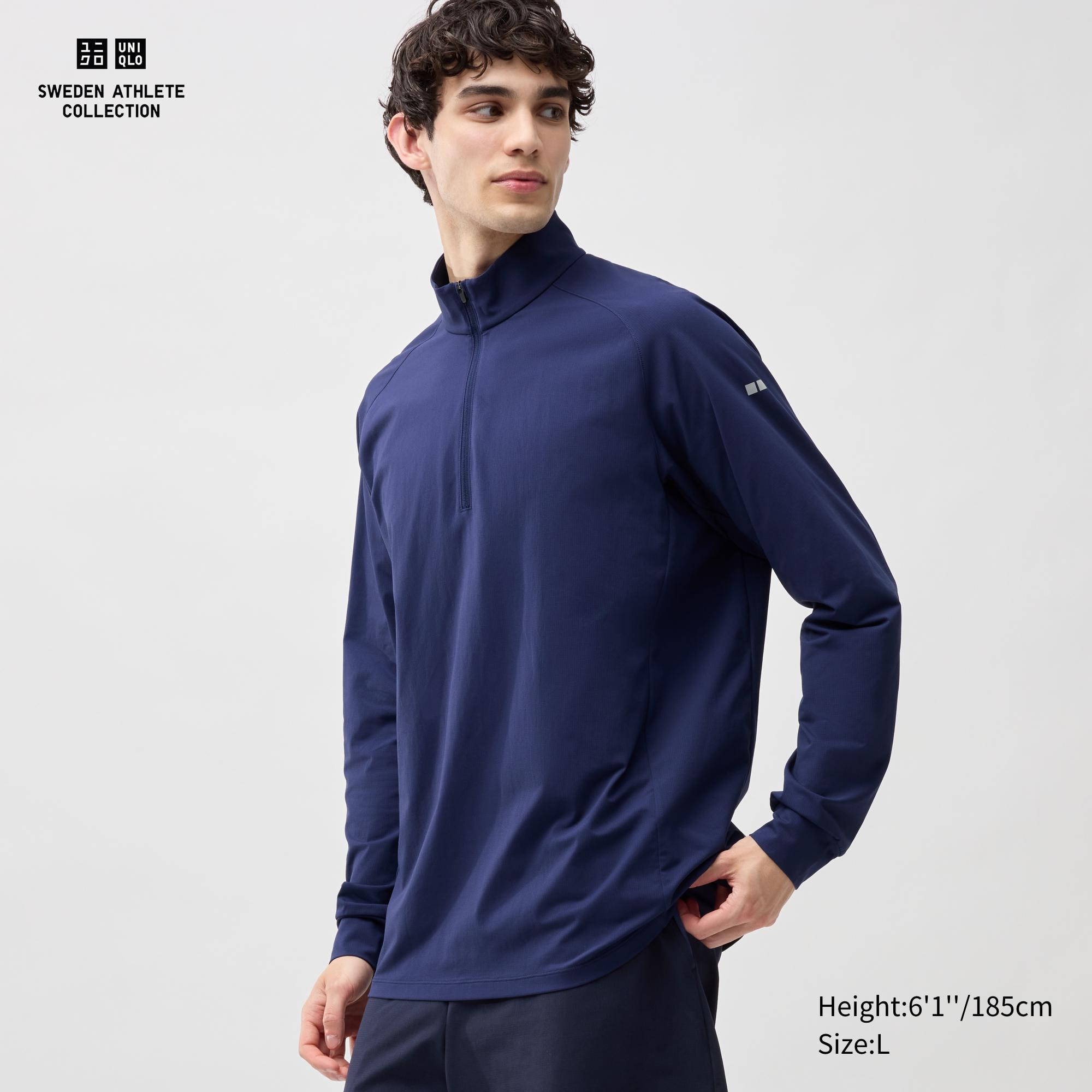 MEN'S DRY-EX UV PROTECTION HALF-ZIP LONG SLEEVE T-SHIRT | UNIQLO TH