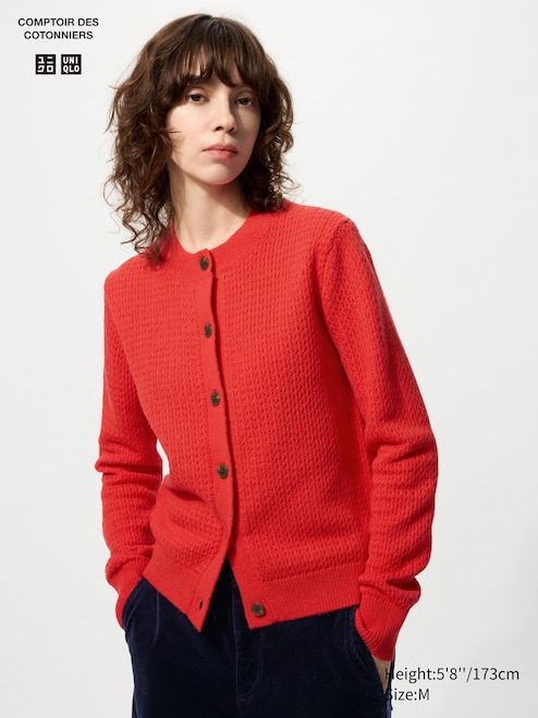 WOMEN'S WOOL BLEND CREW NECK CARDIGAN UNIQLO TH