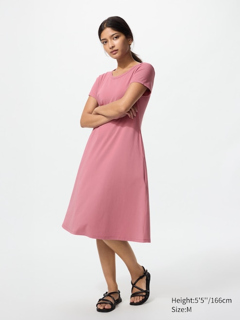 WOMEN'S AIRISM COTTON FLARE MIDI DRESS | SHORT SLEEVE | UNIQLO TH