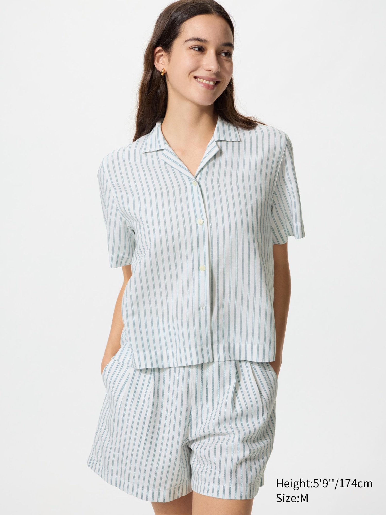 Linen Cotton Shorts | Striped, Can Be Set Up With Tops