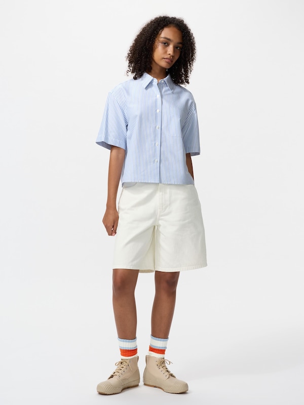 Oxford Boxy Shirt | Short Sleeve, Striped