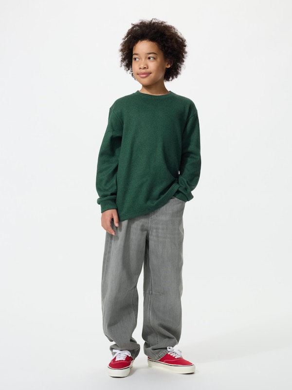 Soft Knitted Fleece Crew Neck T-Shirt | Long Sleeve