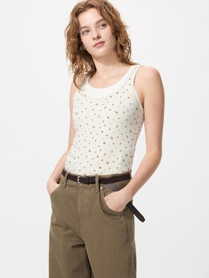 Ribbed Sleeveless Top | Flower, Can Be Set Up With Pants