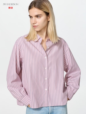 Cotton Volume Sleeve Shirt | Striped