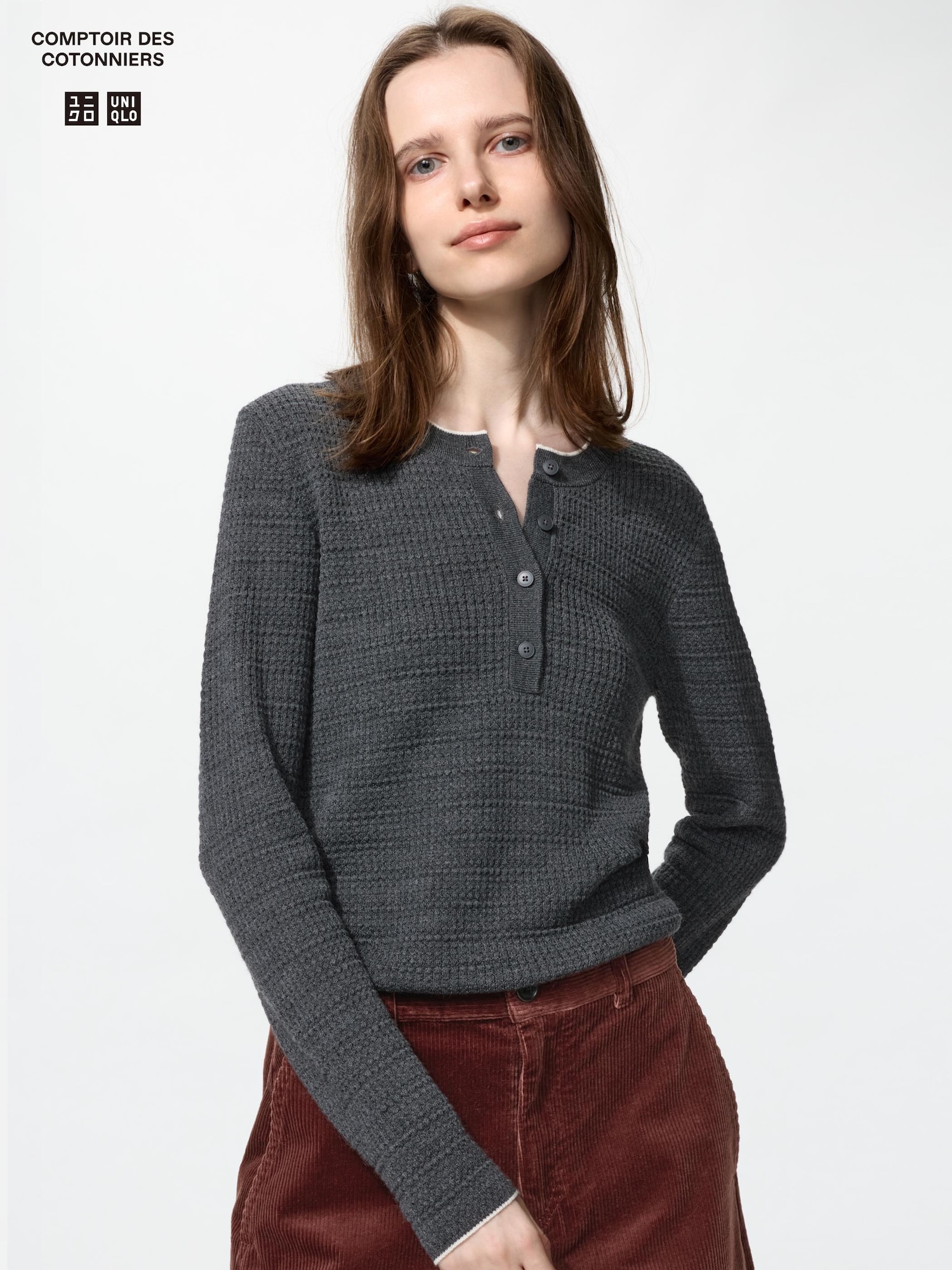 Свитер с горлом «хенли» из шерсти Merino