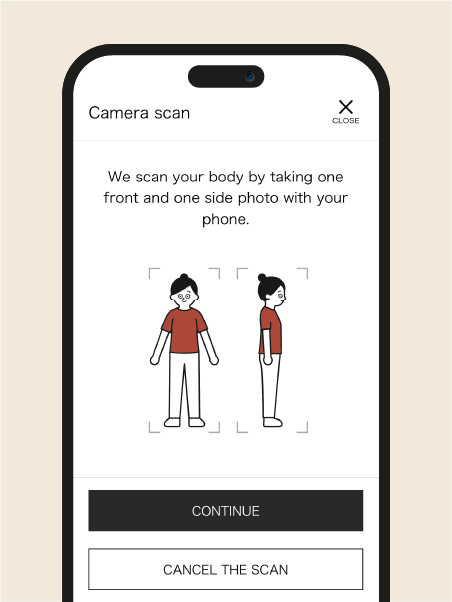Use the “MySize CAMERA” to measure your size