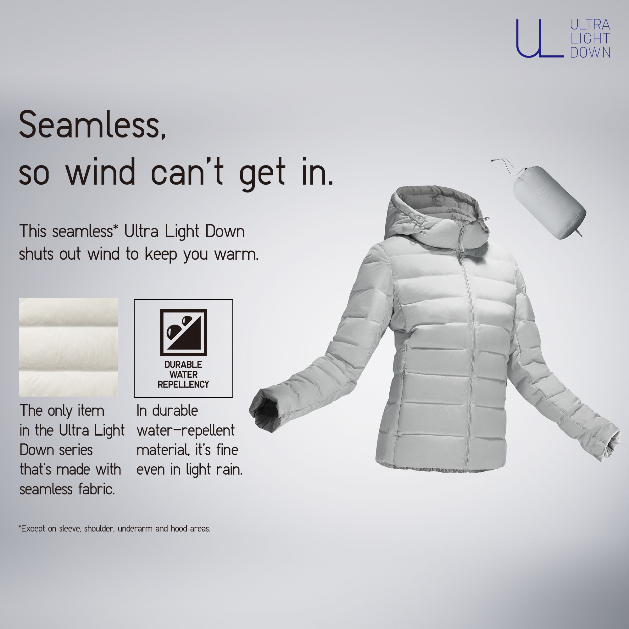 men ultra light down seamless hooded parka