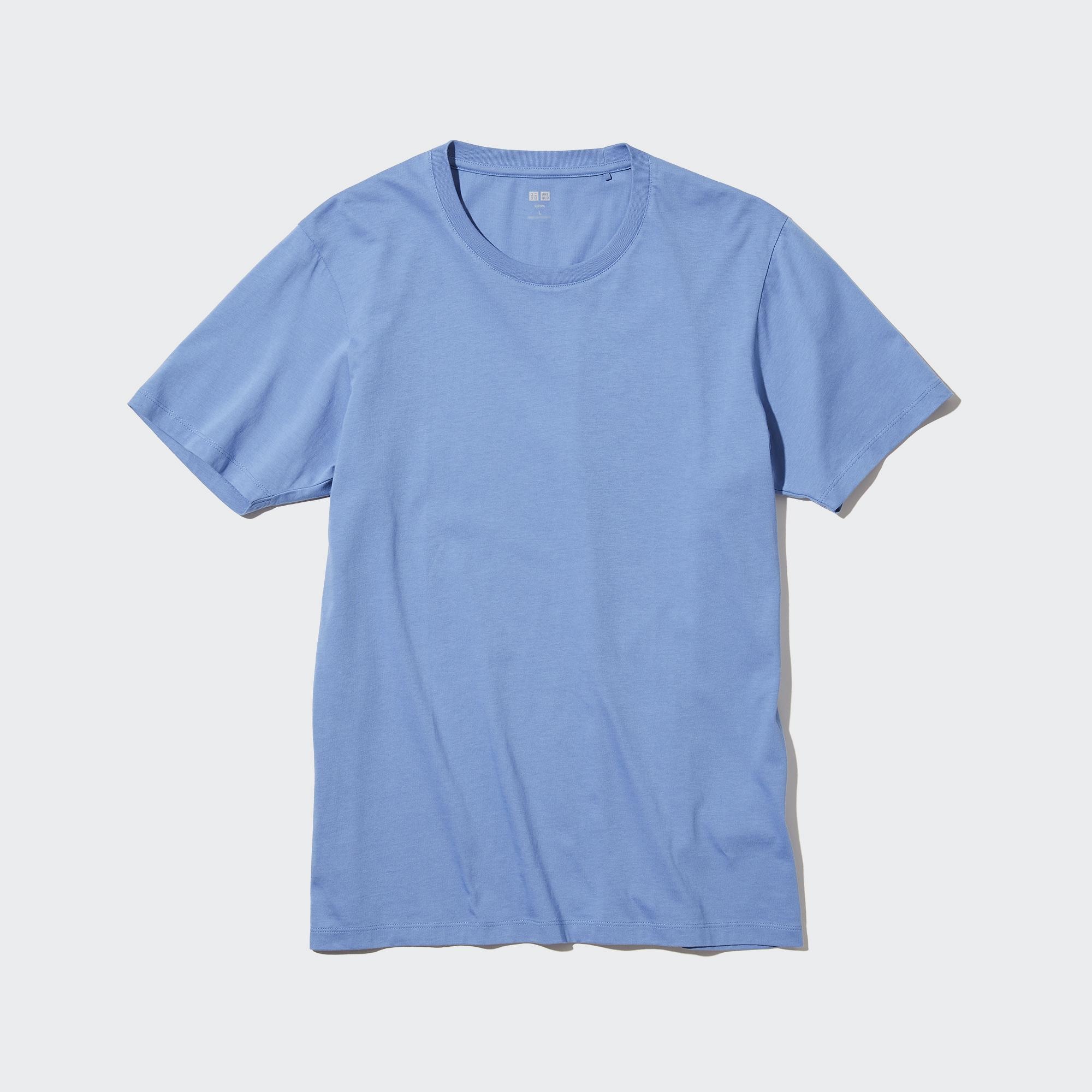 Men's Soft 100% Cotton Medium Weight Crew Neck Short Sleeve T-Shirt, Navy  L, 1 Count, 1 Pack
