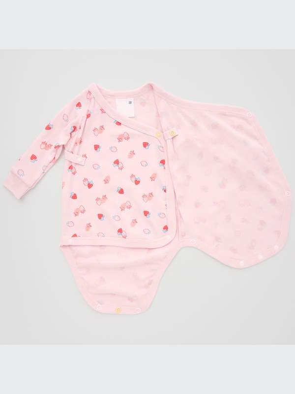 Joy of Print Long-Sleeve Bodysuit (Open Front)(Strawberry)