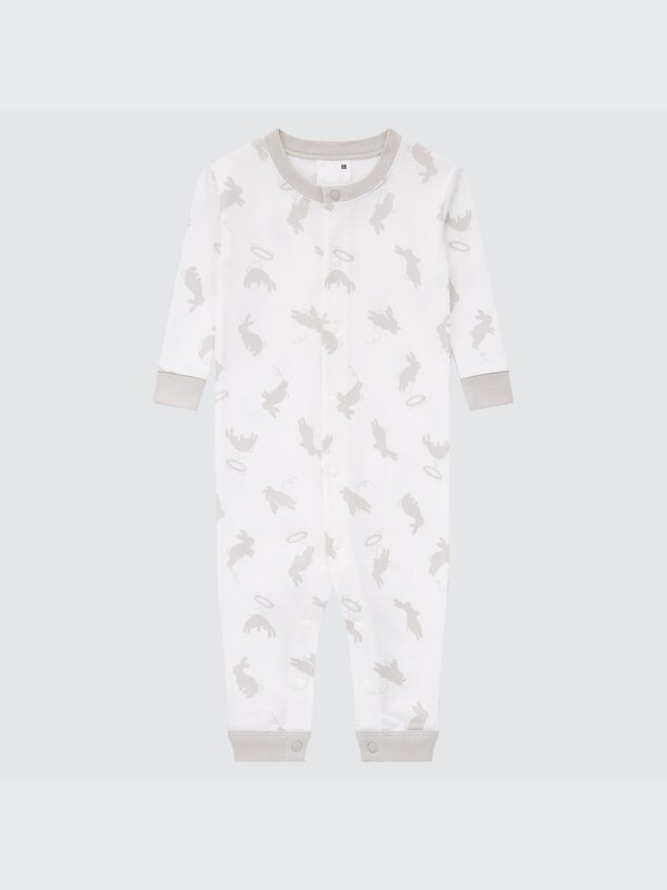 Joy of Print Ribbed Long-Sleeve One-Piece Outfit (Rabbit)