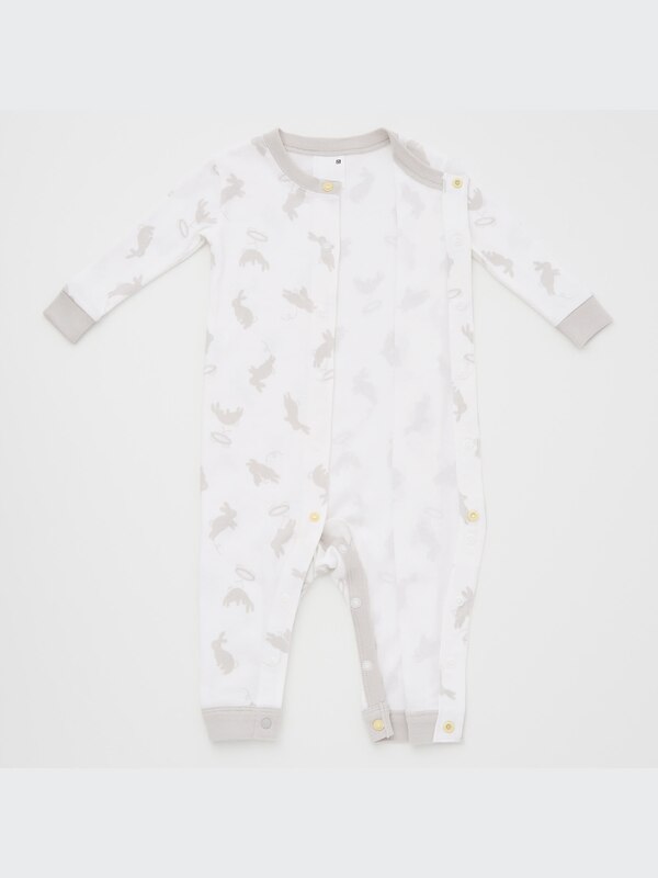 Joy of Print Ribbed Long-Sleeve One-Piece Outfit (Rabbit)