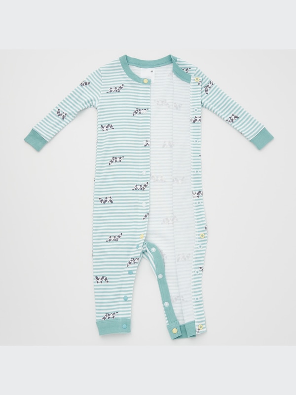 Joy of Print Ribbed Long-Sleeve One-Piece Outfit (Racoon)