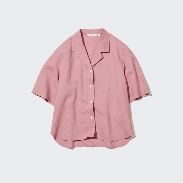 uniqlo.com | Linen-Blend Open Collar Short-Sleeve Shirt