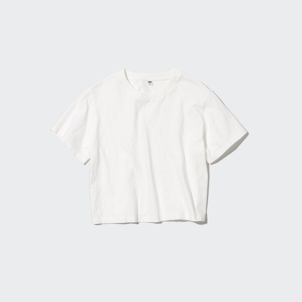 Slub Jersey Crew Neck Cropped T-Shirt | UNIQLO US