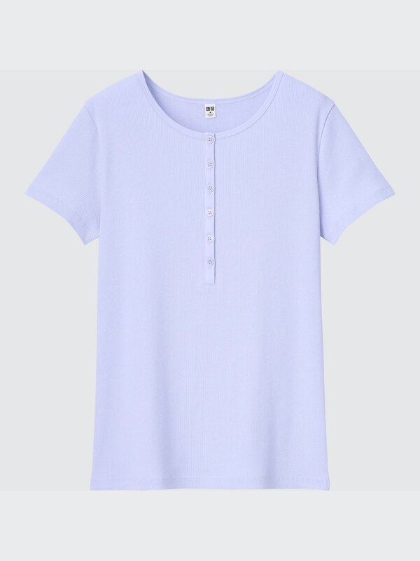 Ribbed Henley Short-Sleeve T-Shirt
