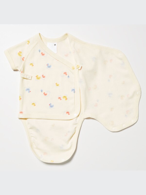 Joy of Print Short-Sleeve Bodysuit (Open Front)(Duck)