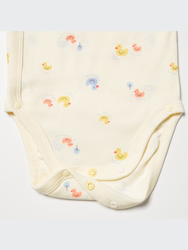 Joy of Print Short-Sleeve Bodysuit (Open Front)(Duck)