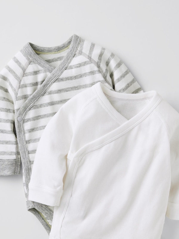 Striped Long-Sleeve Bodysuit (Open Front)