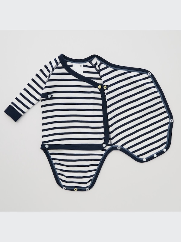 Striped Long-Sleeve Bodysuit (Open Front)
