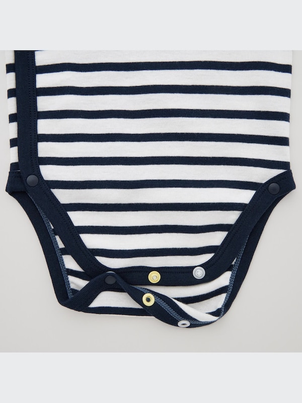 Striped Long-Sleeve Bodysuit (Open Front)