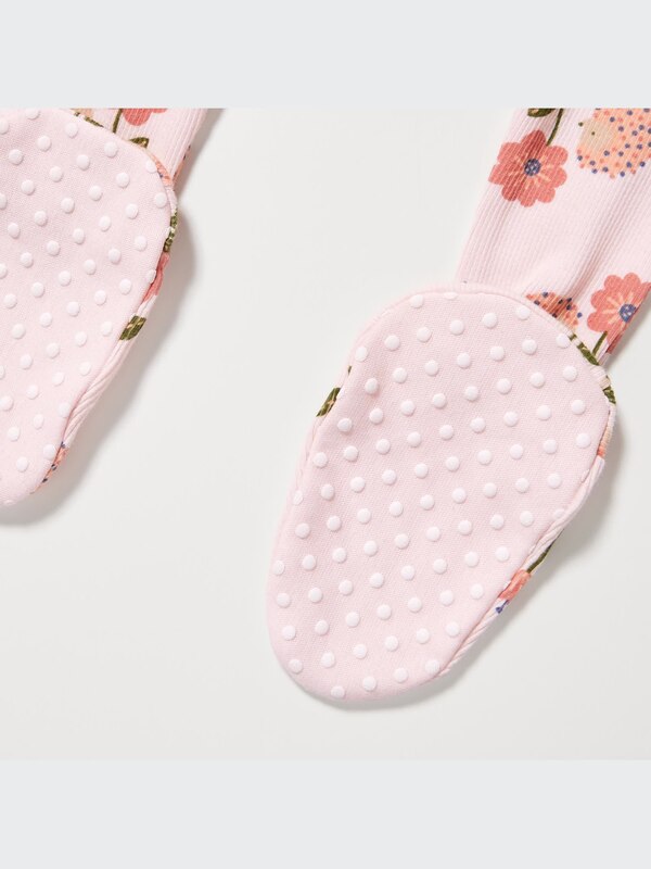 Footed Long-Sleeve One-Piece Outfit (Flower)