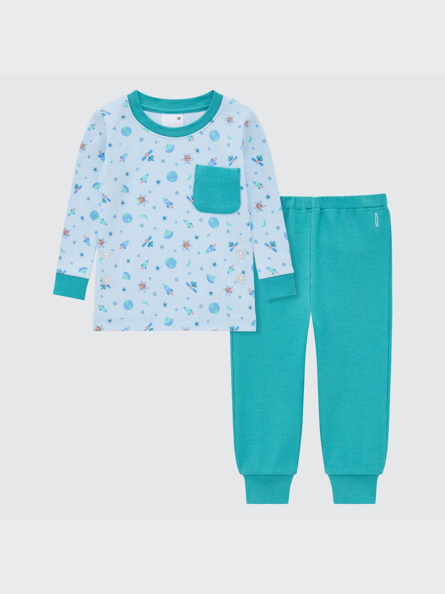 Ribbed Long-Sleeve Pajamas (Space/Rocket) | UNIQLO US