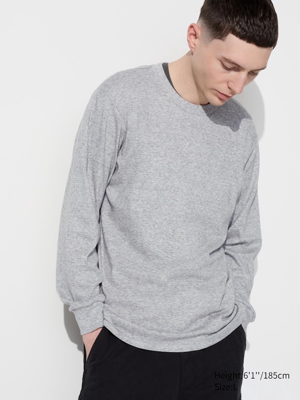 Brushed Cotton Crew Neck Long-Sleeve T-Shirt | UNIQLO US