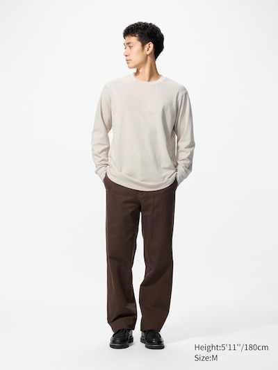 Brushed Cotton Crew Neck Long-Sleeve T-Shirt